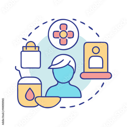 Acupuncture Healing Illustration: Holistic Health, Wellness, and Therapeutic Practices Concept