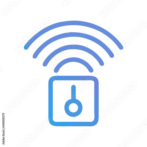 Smart Lock Icon with Signal Waves - Modern Security and IoT Concept