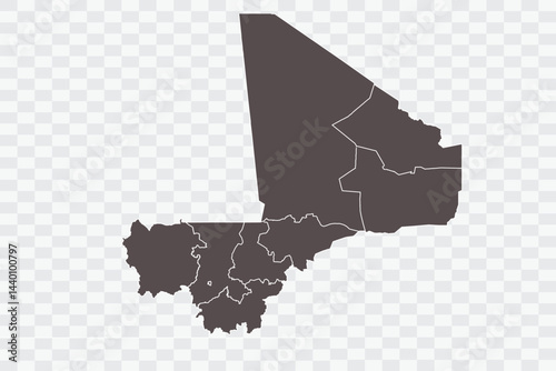 Mali Map Minimalist  High-Quality PNG  Ash Color on Transparent Background Perfect for presentations infographics educational materials and graphic design projects