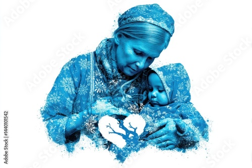 Heartwarming Double Exposure of Mother and Child in Pastel Silhouette for Mother's Day Celebration in the UK