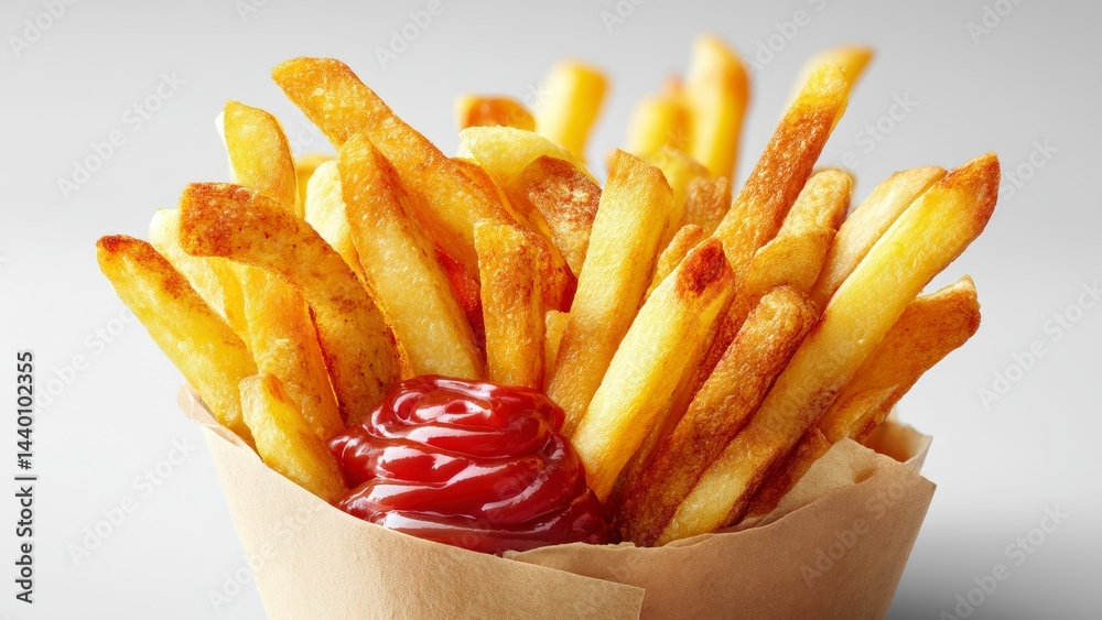 Hot and Crispy French Fries to Go on White Background