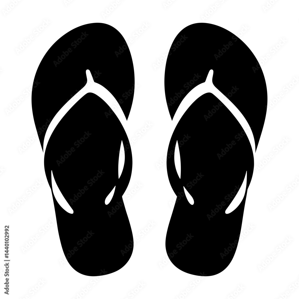 Silhouette of flip-flops on white background, summer getaway Silhouette of flip-flops on white background, summer getaway