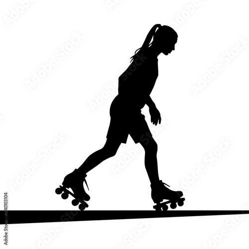 Silhouette of a person skating on roller skates, summer sports