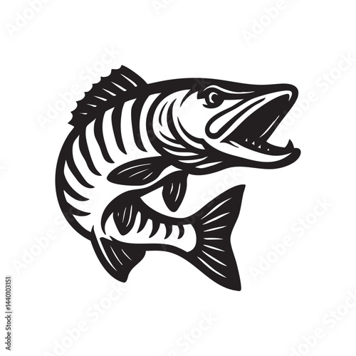 muskie fish mascot logo vector 