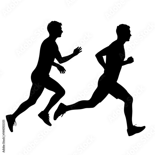 Athletes running with stopwatch in silhouette, Summer Sports concept
