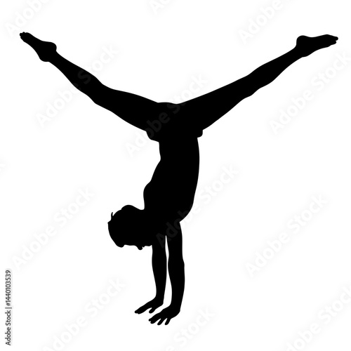Silhouette of person doing a cartwheel on the beach, summer sports