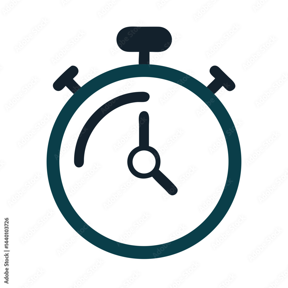 Stopwatch Icon: Time Management, Deadline, and Productivity Symbol on Black Background Stopwatch Icon: Time Management, Deadline, and Productivity Symbol on Black Background