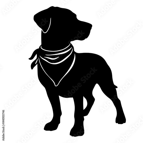 Silhouette of a dog wearing a bandana, summer pet preparation