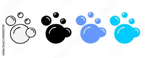 Bubble icons set. Soap foam symbols. Oxygen bubble, fizzy drink icon. Bubbles outline vector icons