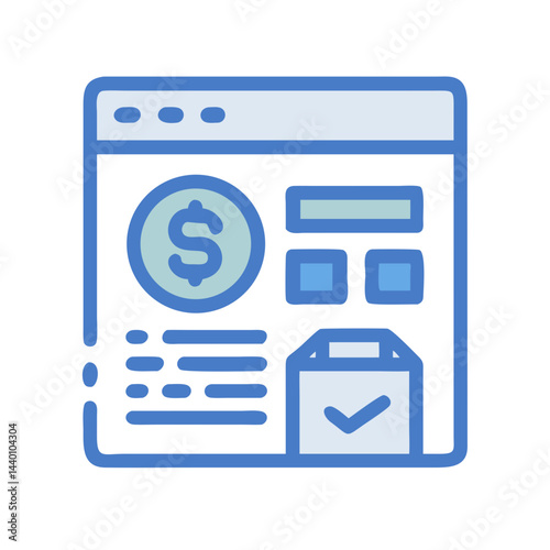 Online Banking Statement Icon, Financial Report, Dollar Sign, Digital Finance