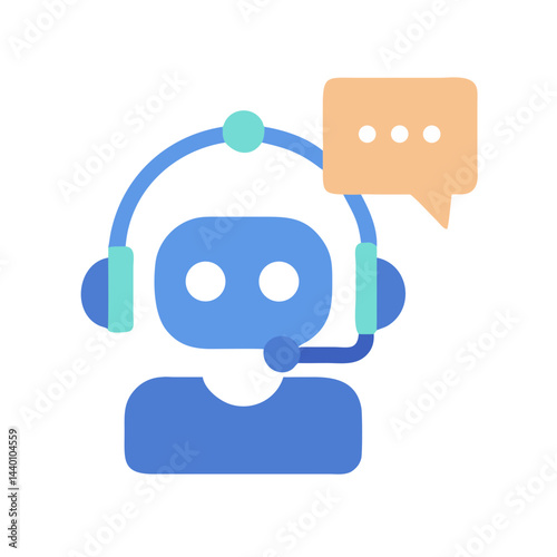 Vector Customer Service Chatbot Icon with Headset and Speech Bubble