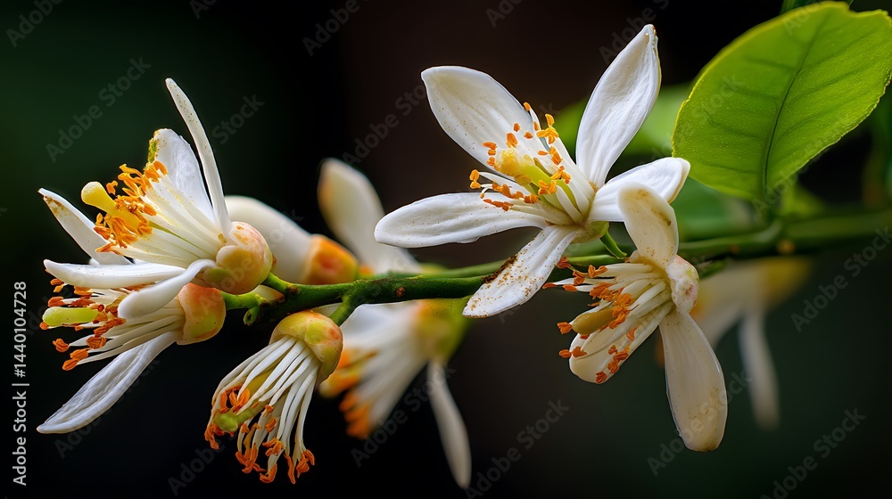Fototapeta premium Delicate citrus blossoms on a branch