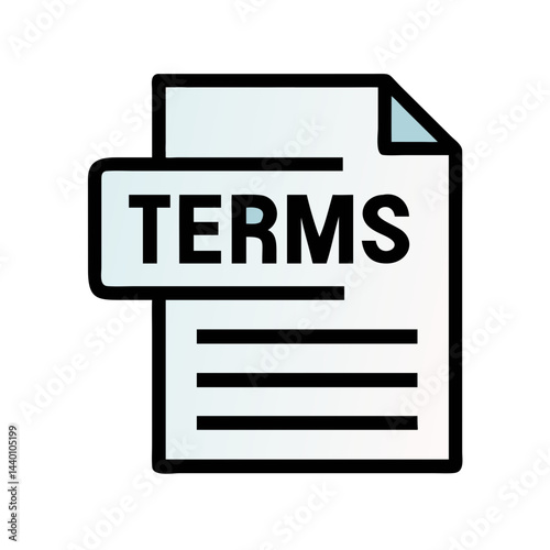 Terms and Conditions Document Icon, Contract Agreement, Legal Paperwork, Black Background