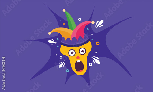 Screaming Dog Wearing April Fools Jester Hat