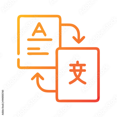 Language Translation Icon with English and Chinese Text Illustration