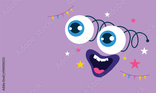 Photography Goofy cartoon face with big bulging eyes