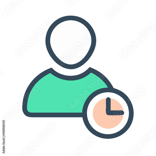User Profile with Clock: Account Management and Scheduling Concept Icon