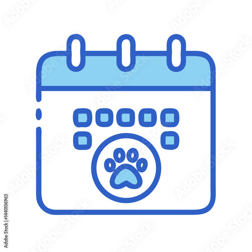 Dog Paw Calendar Icon Illustration: Pet Appointment, Veterinary Schedule, Grooming Reminder