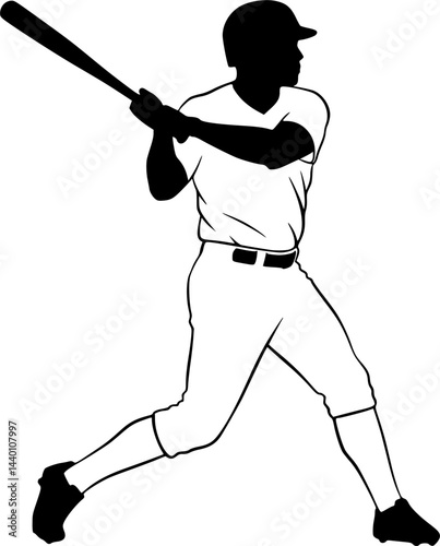 Baseball player silhouette design vector. Baseball swing vector silhouette illustration on a white background
