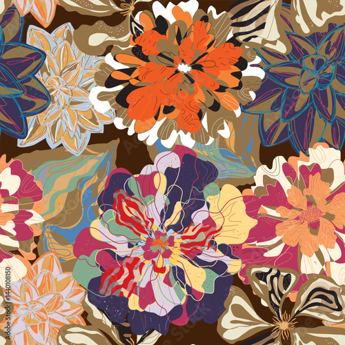 Vintage ornamental print inspired by traditional motifs. Scandinavian style, ethnic motifs