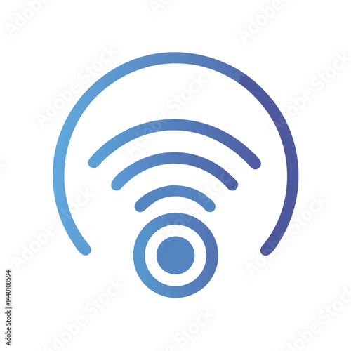 Blue Gradient WiFi Signal Icon on Black Background - Wireless Connection