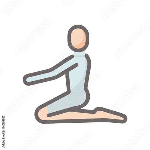 Person Kneeling and Stretching Arms Forward - Yoga Posture Illustration