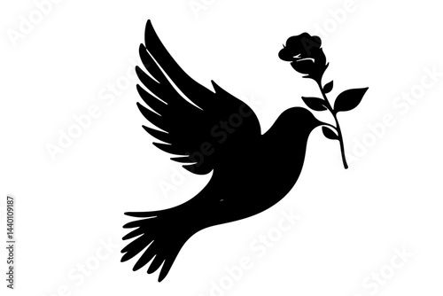dove and a rose in her beck