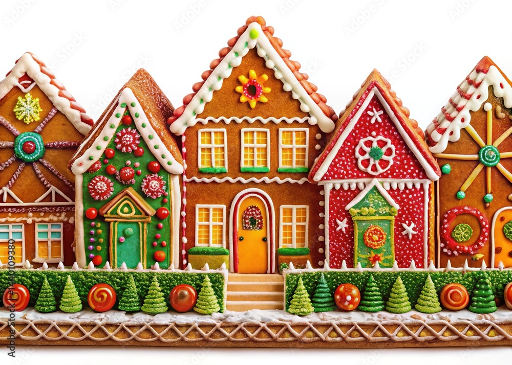 Obraz premium Gingerbread House Border Festive Decor