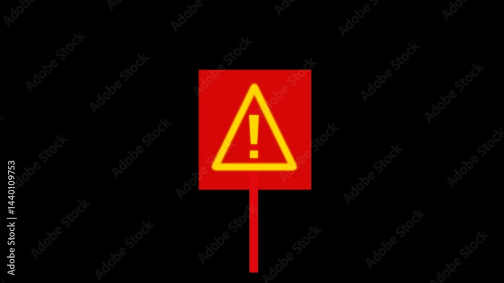 Danger Sign Dynamic warning sign animation . danger warning sign with exclamation mark dark ...