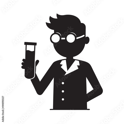 Scientist examining bubbling test tube carefully