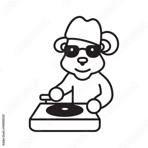 Puppy dj spinning records wearing backwards sunglasses