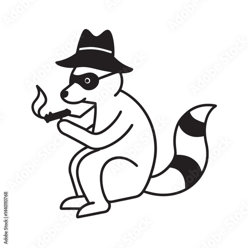 Raccoon harmonica player wearing stylish fedora hat