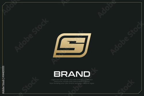 S Letter trademark brand logo gold