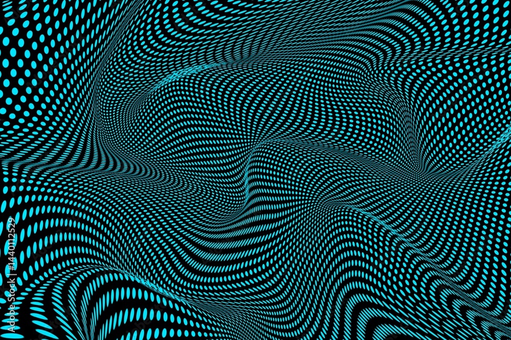 Abstract halftone dots banner on black background. Flowing dots pattern gradient. Modern, futuristic, technology style Abstract halftone dots banner on black background. Flowing dots pattern gradient. Modern, futuristic, technology style