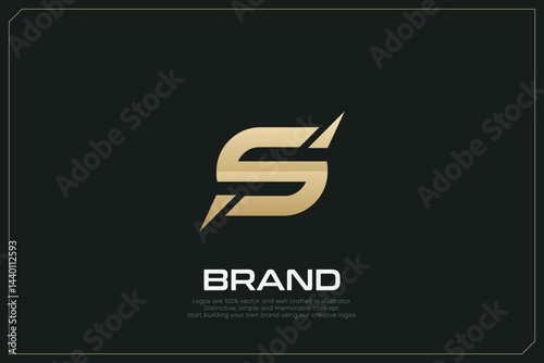 S Letter trademark brand logo gold
