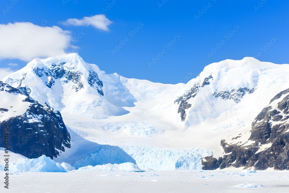 Fototapeta premium Majestic Antarctic Glacier Landscape Stunning Snow Covered Mountains Ice Blue Serenity