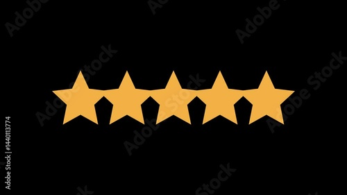 5 star rating review animation. Customer feedback chroma key overlay