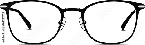 Thin Frame Eyeglasses, Black and White Vector