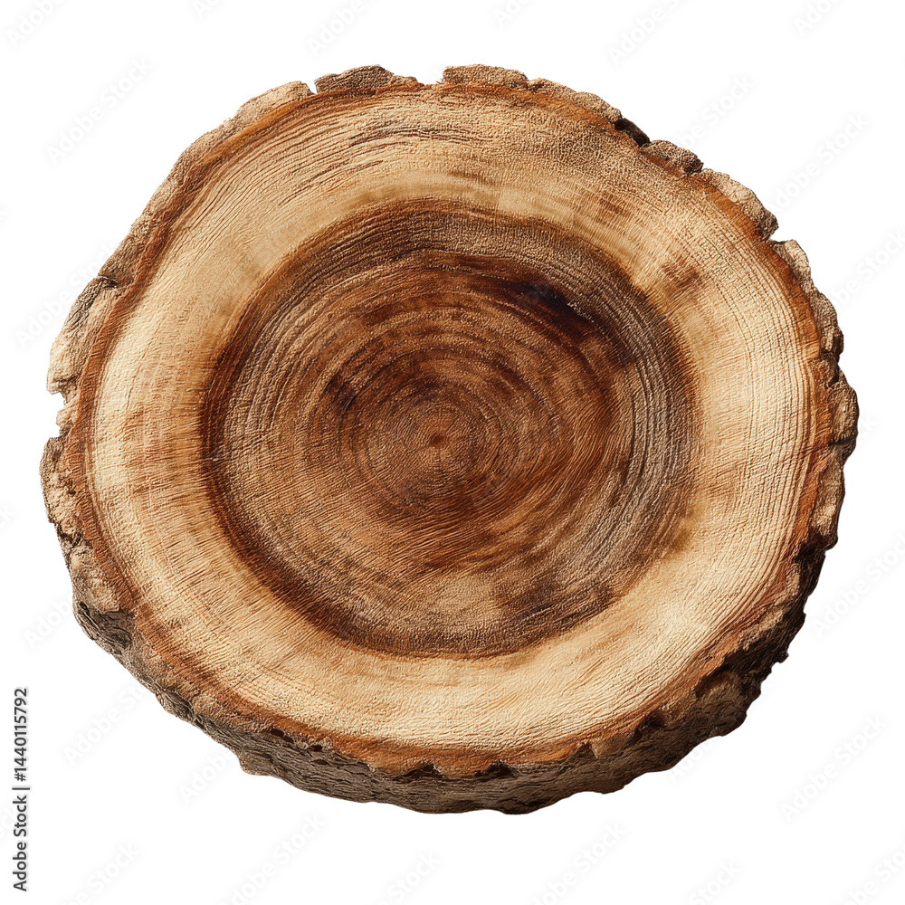 Natural Wood Slice with Distinct Tree Ring Texture and Grain Natural Wood Slice with Distinct Tree Ring Texture and Grain