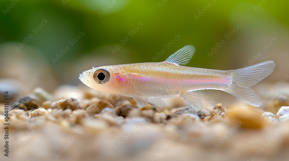 Obraz premium Small Fish Swimming in Aquarium with Close Up View and Subtle Colors