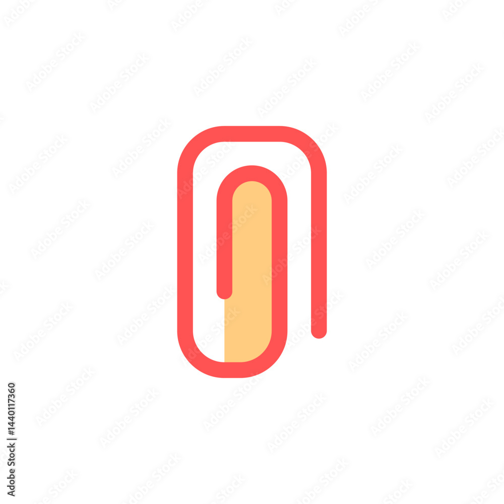Minimalistic Icon of a Paperclip in a Red and Orange Color Scheme Representing Stationery Supplies for Office and Workspace Efficiency Minimalistic Icon of a Paperclip in a Red and Orange Color Scheme Representing Stationery Supplies for Office and Workspace Efficiency