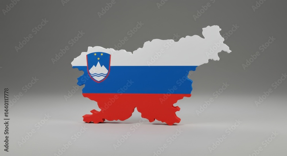 Obraz premium Slovenian Flag Map: A 3D Render of Slovenia's National Symbol