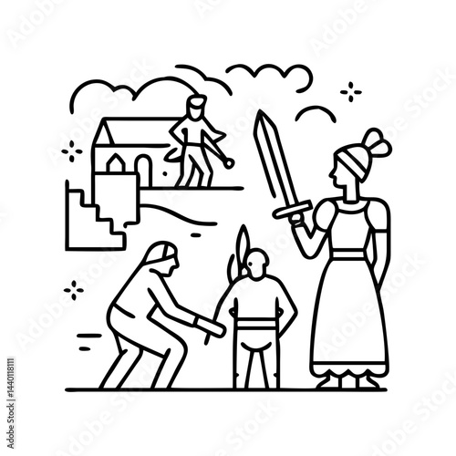 historical novel icon, historical novel line art - simple line art of historical novel, perfect for historical novel logos and icons