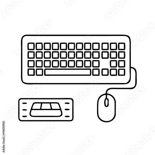 keyboard and mouse icon, keyboard and mouse line art - simple line art of keyboard and mouse, perfect for keyboard and mouse logos and icons