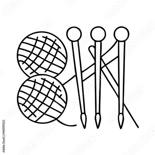 knitting needles and yarn icon, knitting needles and yarn line art - simple line art of knitting needles and yarn, perfect for knitting needles and yarn logos and icons
