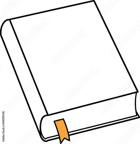 Minimalist Black and White Closed Book with Bookmark