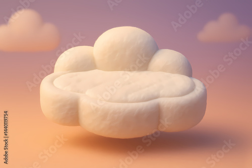 Cloud-Like Cotton Pad 3D Illustration for Comfort and Relaxation
