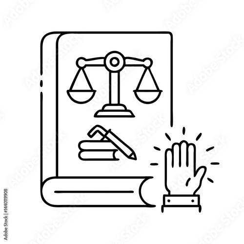 law book for workers rights icon, law book for workers rights line art - simple line art of law book for workers rights, perfect for law book for workers rights logos and icons