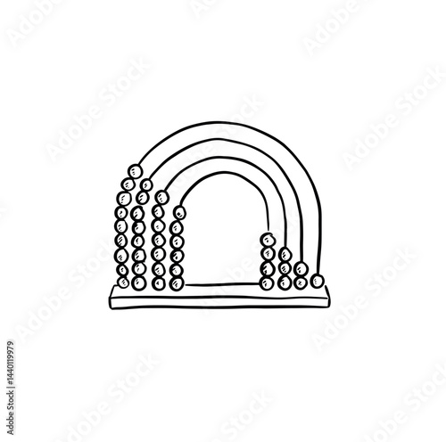 A childs counting toy. Rainbow abacus vector. 