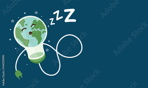 Green energy plug powering sleeping planet Earth